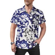 AILLOSA YH-537 Hawaii Çiçek Baskılı 3D Desen Kısa Kollu Erkek Gömlek
