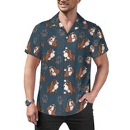 AILLOSA YH-538 Hawaii Çiçek Baskılı 3D Desen Kısa Kollu Erkek Gömlek