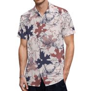 AILLOSA YH-539 Hawaii Çiçek Baskılı 3D Desen Kısa Kollu Erkek Gömlek