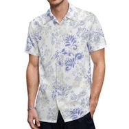 AILLOSA YH-54 Hawaii Çiçek Baskılı 3D Desen Kısa Kollu Erkek Gömlek