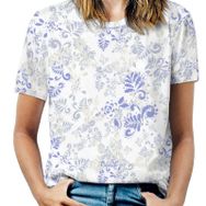 AILLOSA YH-54 Tamamı Baskılı Kısa Kollu Yuvarlak Yaka Kadın T-shirt