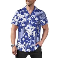 AILLOSA YH-540 Hawaii Çiçek Baskılı 3D Desen Kısa Kollu Erkek Gömlek
