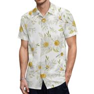 AILLOSA YH-541 Hawaii Çiçek Baskılı 3D Desen Kısa Kollu Erkek Gömlek