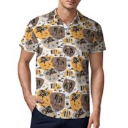 AILLOSA YH-542 3D Baskılı Desen Kısa Kollu Polo Yaka Erkek T-shirt