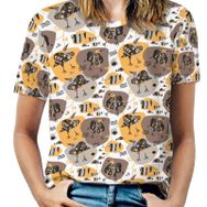 AILLOSA YH-542 Tamamı Baskılı Kısa Kollu Yuvarlak Yaka Kadın T-shirt