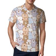 AILLOSA YH-543 3D Baskılı Desen Kısa Kollu Polo Yaka Erkek T-shirt