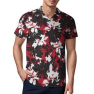 AILLOSA YH-545 3D Baskılı Desen Kısa Kollu Polo Yaka Erkek T-shirt
