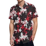 AILLOSA YH-545 Hawaii Çiçek Baskılı 3D Desen Kısa Kollu Erkek Gömlek