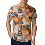 AILLOSA YH-546 3D Baskılı Desen Kısa Kollu Polo Yaka Erkek T-shirt