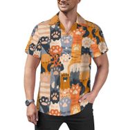 AILLOSA YH-546 Hawaii Çiçek Baskılı 3D Desen Kısa Kollu Erkek Gömlek