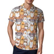 AILLOSA YH-547 3D Baskılı Desen Kısa Kollu Polo Yaka Erkek T-shirt