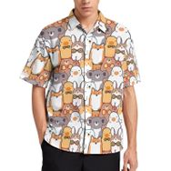 AILLOSA YH-547 Aloha Hawaii 3D Desen Kısa Kollu Erkek Gömlek