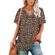 AILLOSA YH-548 Tamamı Baskılı V Yaka Kısa Kollu Kadın T-Shirt