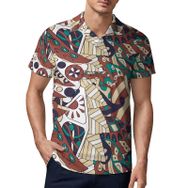 AILLOSA YH-549 3D Baskılı Desen Kısa Kollu Polo Yaka Erkek T-shirt