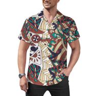 AILLOSA YH-549 Hawaii Çiçek Baskılı 3D Desen Kısa Kollu Erkek Gömlek
