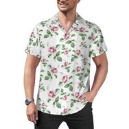 AILLOSA YH-55 Hawaii Çiçek Baskılı 3D Desen Kısa Kollu Erkek Gömlek