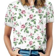 AILLOSA YH-55 Tamamı Baskılı Kısa Kollu Yuvarlak Yaka Kadın T-shirt