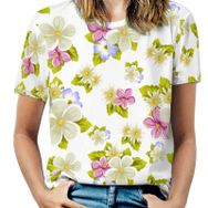 AILLOSA YH-551 Tamamı Baskılı Kısa Kollu Yuvarlak Yaka Kadın T-shirt