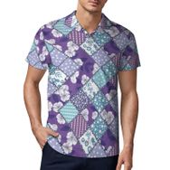 AILLOSA YH-552 3D Baskılı Desen Kısa Kollu Polo Yaka Erkek T-shirt