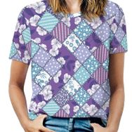 AILLOSA YH-552 Tamamı Baskılı Kısa Kollu Yuvarlak Yaka Kadın T-shirt