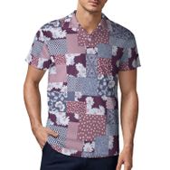 AILLOSA YH-556 3D Baskılı Desen Kısa Kollu Polo Yaka Erkek T-shirt