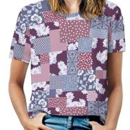 AILLOSA YH-556 Tamamı Baskılı Kısa Kollu Yuvarlak Yaka Kadın T-shirt