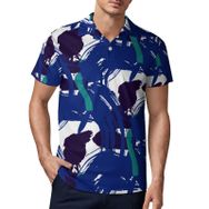 AILLOSA YH-557 3D Baskılı Desen Kısa Kollu Polo Yaka Erkek T-shirt
