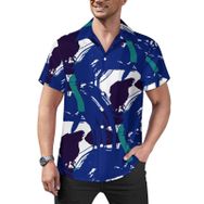AILLOSA YH-557 Hawaii Çiçek Baskılı 3D Desen Kısa Kollu Erkek Gömlek