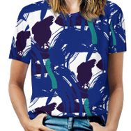 AILLOSA YH-557 Tamamı Baskılı Kısa Kollu Yuvarlak Yaka Kadın T-shirt
