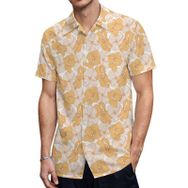 AILLOSA YH-558 Hawaii Çiçek Baskılı 3D Desen Kısa Kollu Erkek Gömlek