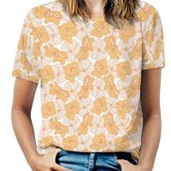 AILLOSA YH-558 Tamamı Baskılı Kısa Kollu Yuvarlak Yaka Kadın T-shirt