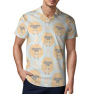 AILLOSA YH-559 3D Baskılı Desen Kısa Kollu Polo Yaka Erkek T-shirt