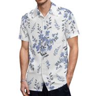 AILLOSA YH-56 Hawaii Çiçek Baskılı 3D Desen Kısa Kollu Erkek Gömlek
