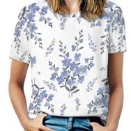 AILLOSA YH-56 Tamamı Baskılı Kısa Kollu Yuvarlak Yaka Kadın T-shirt