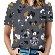 AILLOSA YH-560 Tamamı Baskılı Kısa Kollu Yuvarlak Yaka Kadın T-shirt