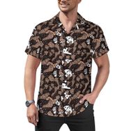 AILLOSA YH-561 Hawaii Çiçek Baskılı 3D Desen Kısa Kollu Erkek Gömlek