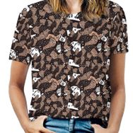 AILLOSA YH-561 Tamamı Baskılı Kısa Kollu Yuvarlak Yaka Kadın T-shirt
