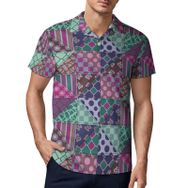 AILLOSA YH-562 3D Baskılı Desen Kısa Kollu Polo Yaka Erkek T-shirt