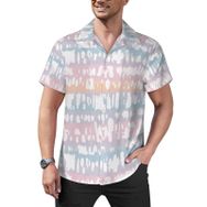 AILLOSA YH-563 Hawaii Çiçek Baskılı 3D Desen Kısa Kollu Erkek Gömlek