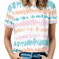 AILLOSA YH-564 Tamamı Baskılı Kısa Kollu Yuvarlak Yaka Kadın T-shirt