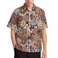 AILLOSA YH-566 Aloha Hawaii 3D Desen Kısa Kollu Erkek Gömlek