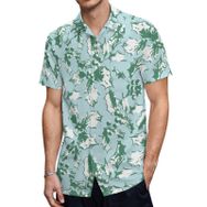 AILLOSA YH-567 Hawaii Çiçek Baskılı 3D Desen Kısa Kollu Erkek Gömlek