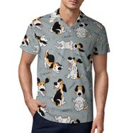 AILLOSA YH-568 3D Baskılı Desen Kısa Kollu Polo Yaka Erkek T-shirt