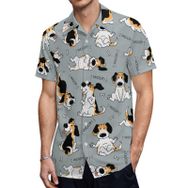 AILLOSA YH-568 Hawaii Çiçek Baskılı 3D Desen Kısa Kollu Erkek Gömlek