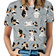 AILLOSA YH-568 Tamamı Baskılı Kısa Kollu Yuvarlak Yaka Kadın T-shirt