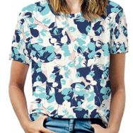 AILLOSA YH-569 Tamamı Baskılı Kısa Kollu Yuvarlak Yaka Kadın T-shirt
