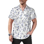 AILLOSA YH-57 Hawaii Çiçek Baskılı 3D Desen Kısa Kollu Erkek Gömlek