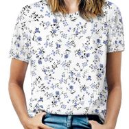 AILLOSA YH-57 Tamamı Baskılı Kısa Kollu Yuvarlak Yaka Kadın T-shirt