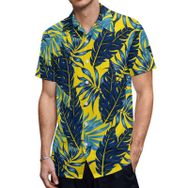AILLOSA YH-571 Hawaii Çiçek Baskılı 3D Desen Kısa Kollu Erkek Gömlek
