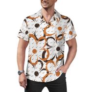 AILLOSA YH-572 Hawaii Çiçek Baskılı 3D Desen Kısa Kollu Erkek Gömlek